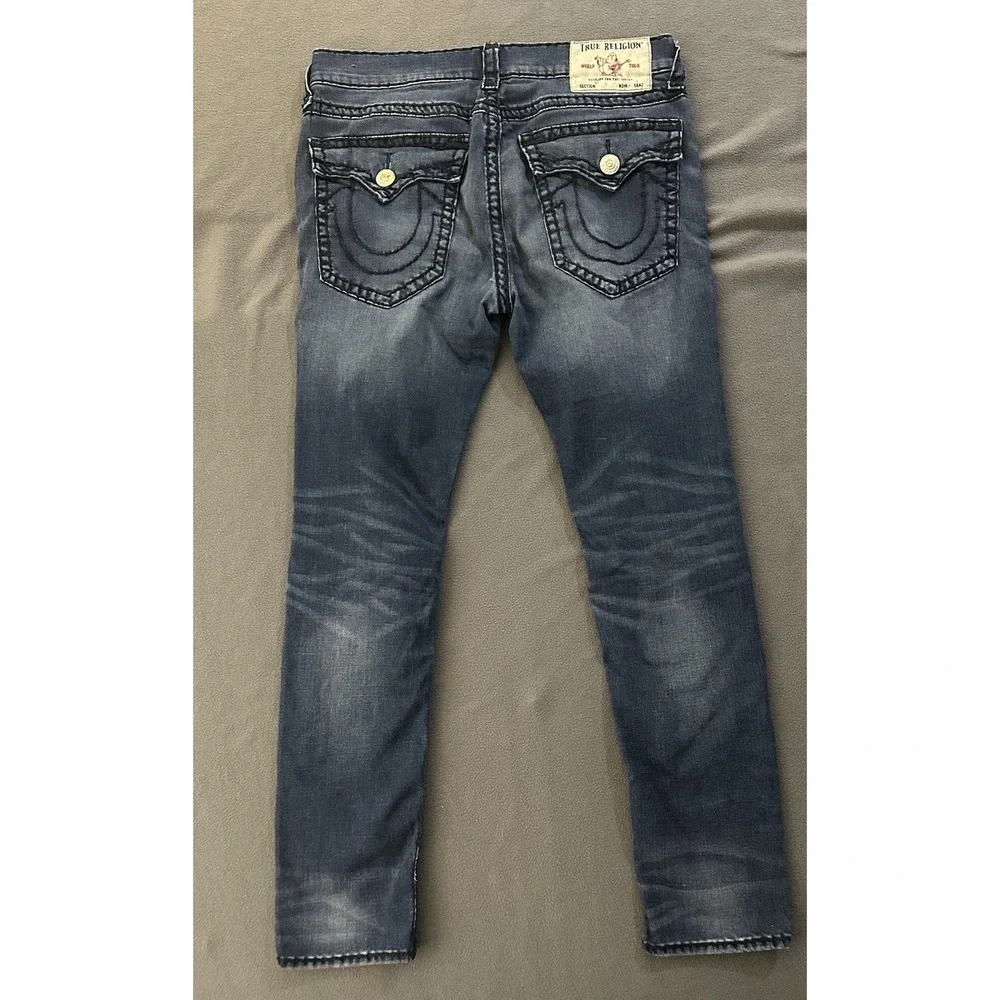 True Religion Rocco Relaxed Skinny Jeans Men's Size 36 Whiskered Denim Stretch
